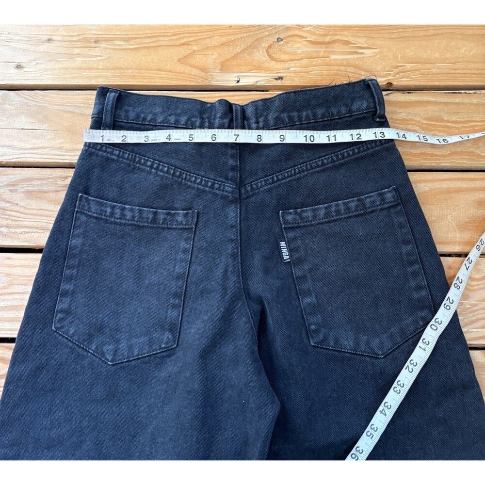 Minga Women’s Heart pattern Wide Leg Jeans Size 2 Black T6 - Picture 7 of 8